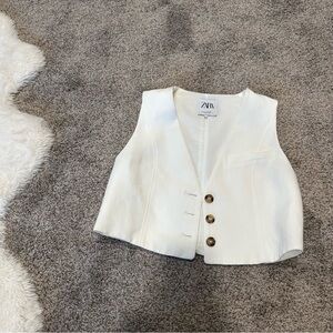 Zara Oversized Cropped Linen Vest Size XS